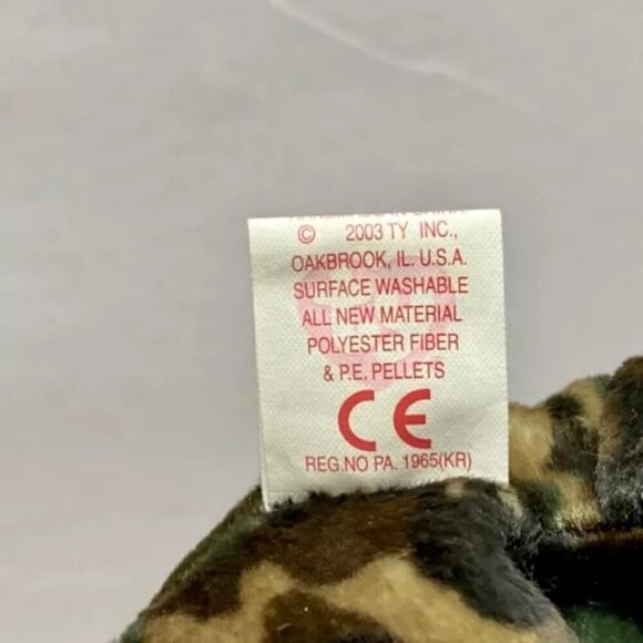 Ty Beanie Baby Hero 40012 USA Flag Camouflage Soldier 2003 Plush Teddy Bear - Picture 9 of 10